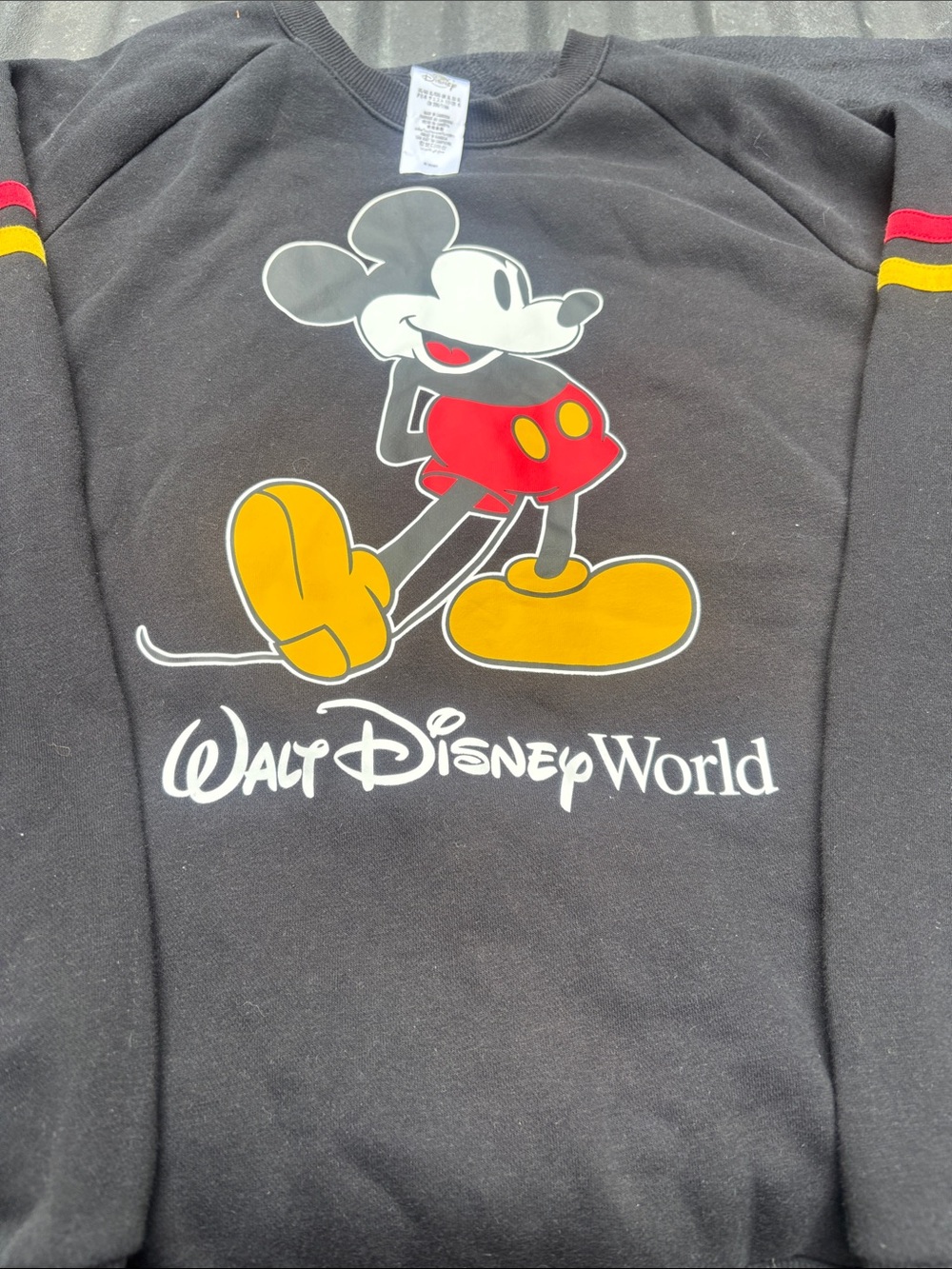 Disney Black Mickey Mouse Walt Disney World Pajama Top with Red & Yellow Accents